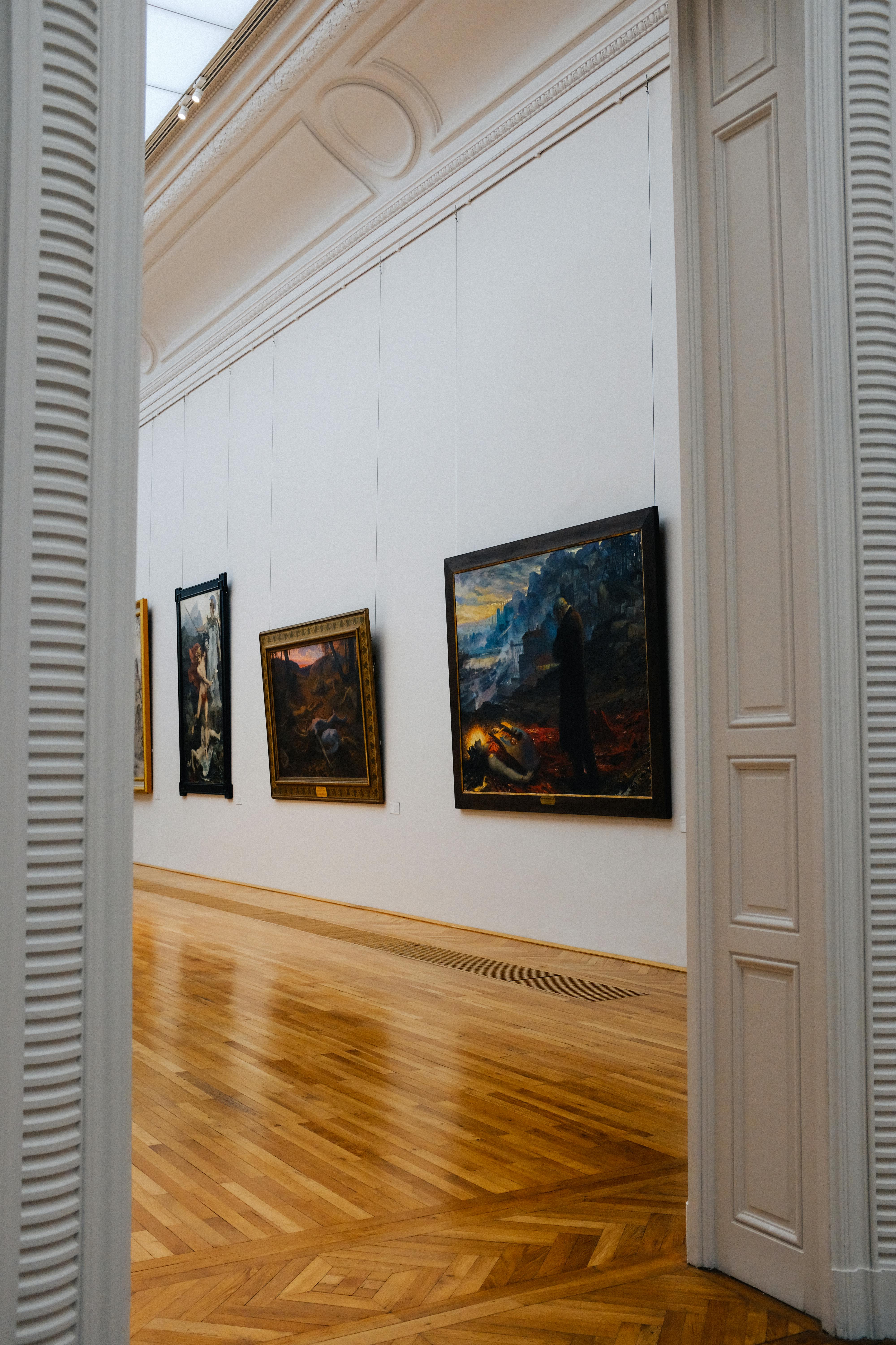 Fine art gallery with valuable artwork