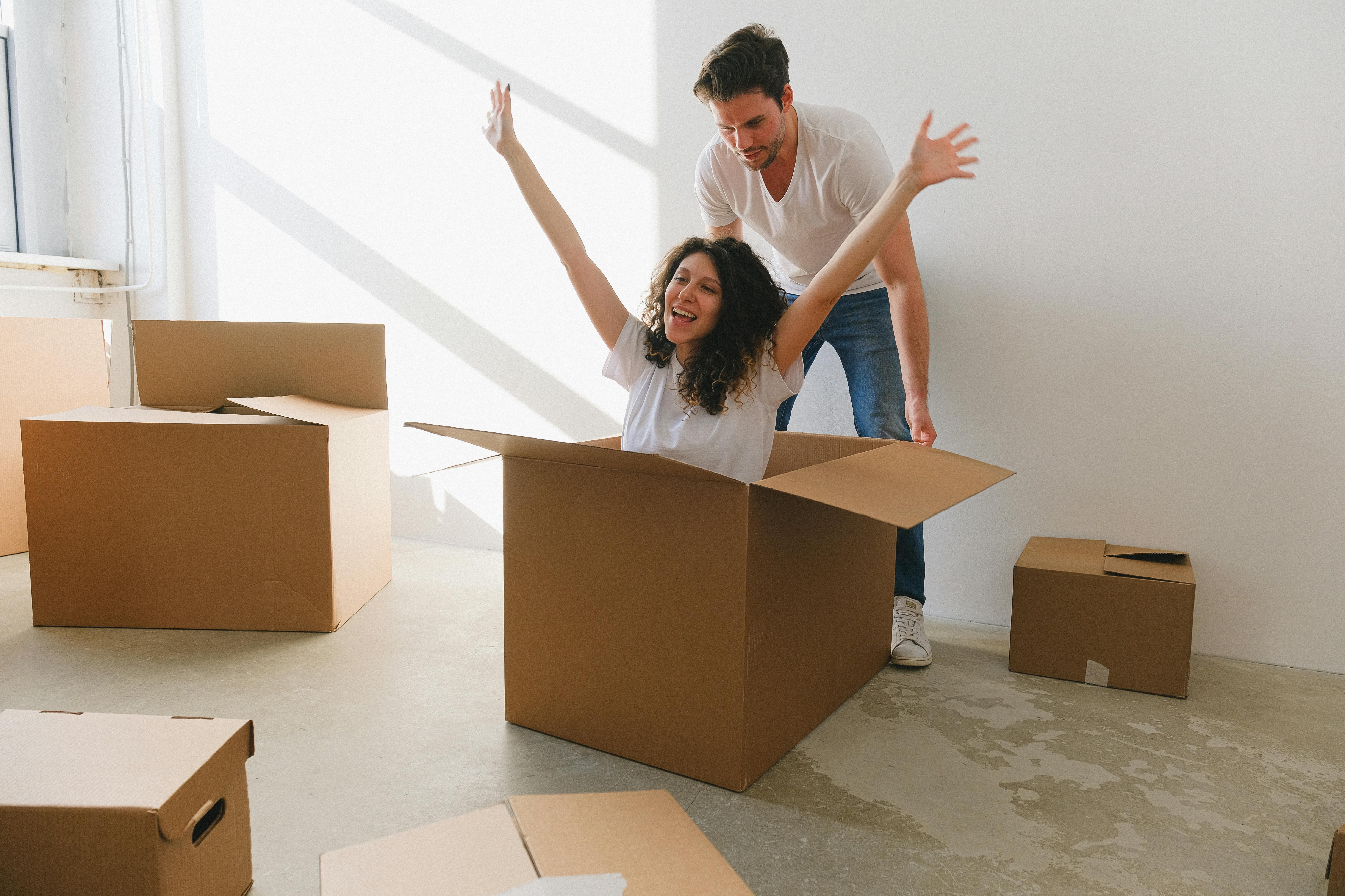 Happy family celebrating successful interstate move